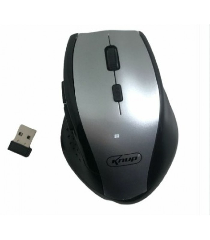 Mouse sem fio Prata com Preto Knup 