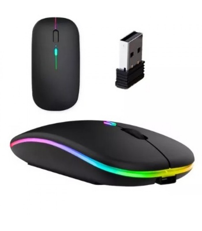 Mouse sem fio RGB Preto