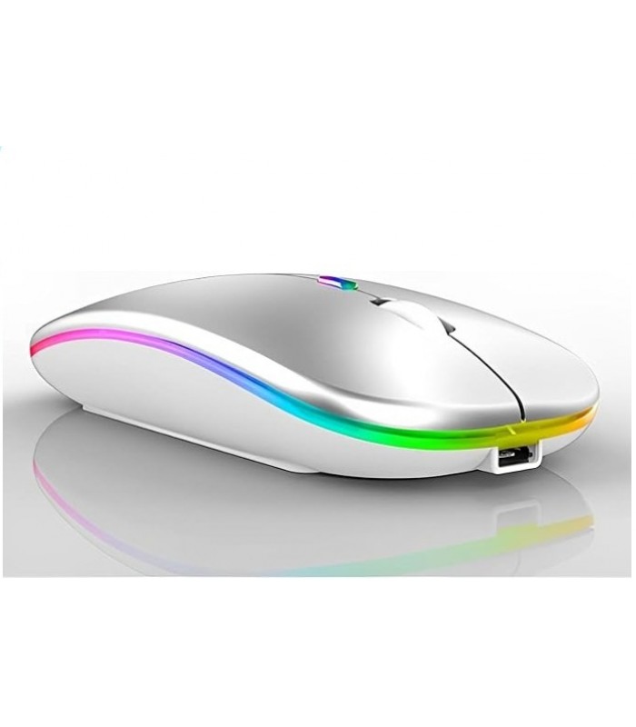 Mouse sem fio RGB Prata